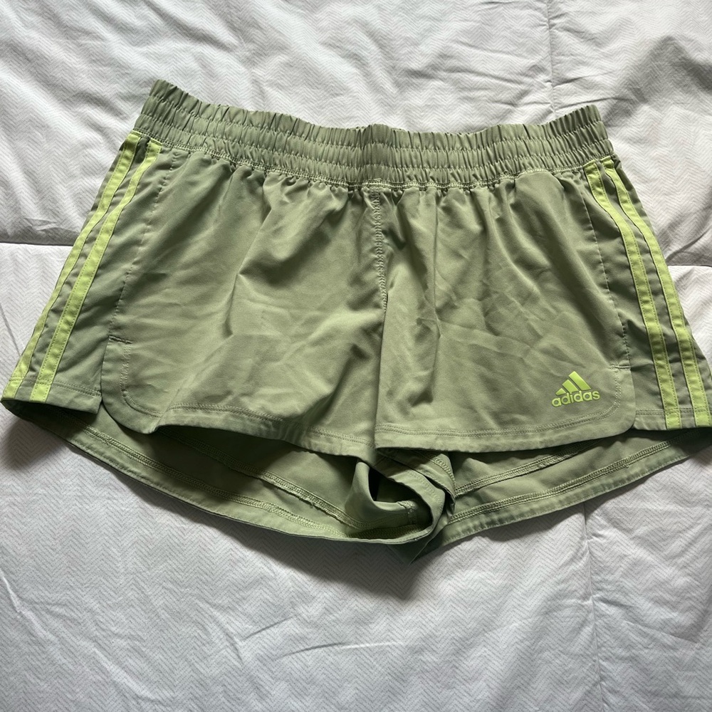 Adidas Green Athletic Shorts with Elastic Waistband